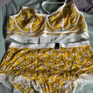 Torrid Yellow Floral bralette and underwear set